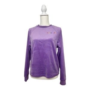 Bp PURPLE HYACINTH LOVE VELOUR ROUND NECK SWEATSHIRT XS